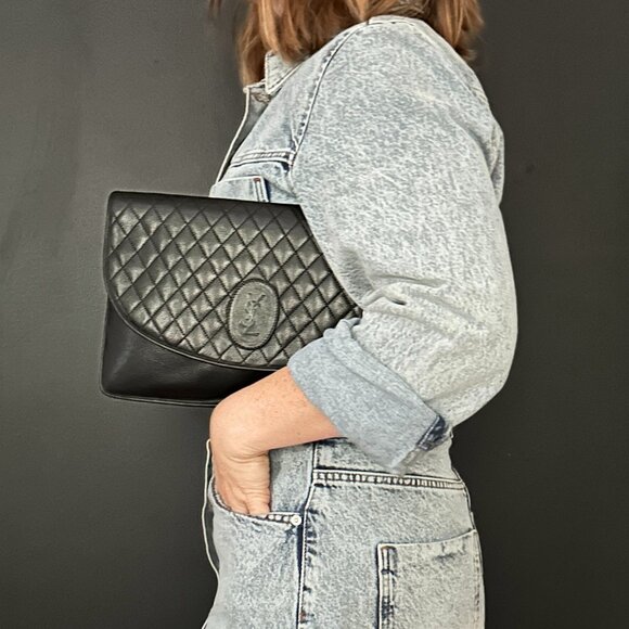 RARE- Vintage Yves Saint Laurent Quilted Clutch, Unused - Picture 8 of 9